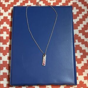 Elegant Silver and Pink Heart Pendant Necklace